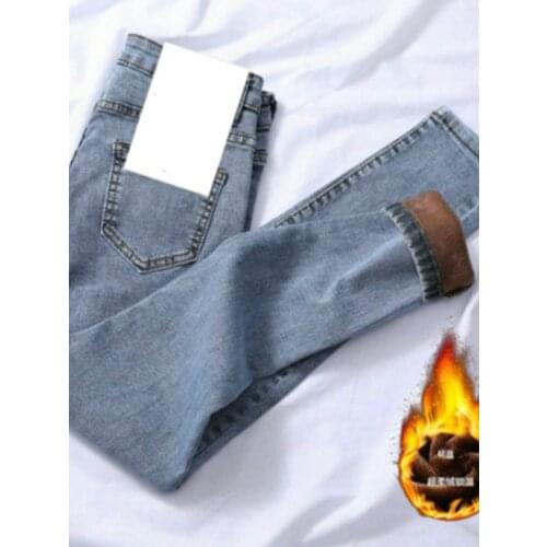 GareMay womens Winter black Jeans High Waist Skinny Pants Casual Velvet Trousers Female warm Denim jeans for Women pencil Pants