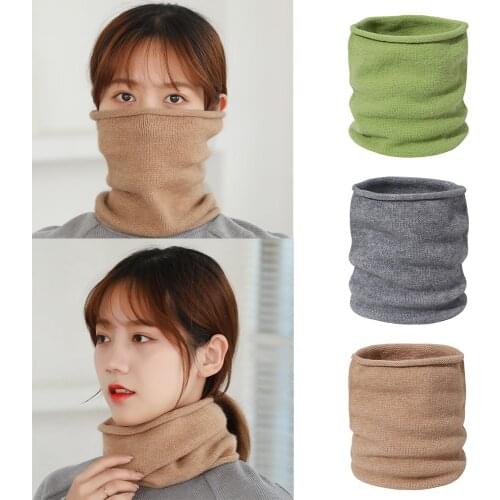 Winter Scarves Women Warm Plush Knitted Scarf Unisex Outdoor Cycling Sports Cold-proof Sunscreen Neck Protection Ring Scarf Men