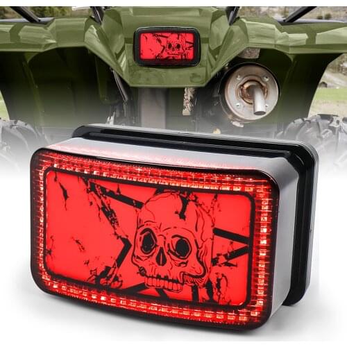1 Pcs Skull Pattern LED Tail Light With Brake Function For ATV UTV Yamaha- Grizzly Viking Rhino