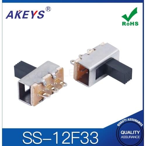 20PCS SS-12F33 1P2T Single pole double throw slide switch verticle type 3 pin handle heights can be customized