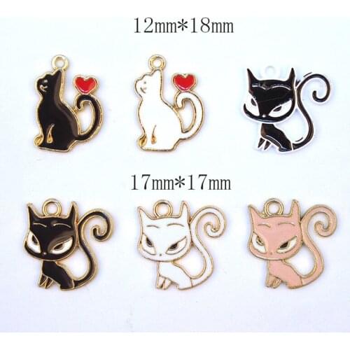 20pcs/lot Enamel Cartoon Cat Charm For Jewelry Making Cute Earring Pendant Bracelet Necklace Charms Diy Jewelry Accessories