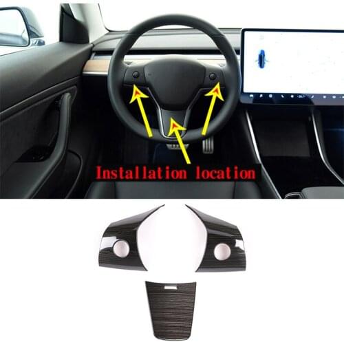 3 Pcs Stainless Steel Steering Wheel Button Frame Trim For Tesla Model 3 Steel Car Steering wheel decoration Accessories