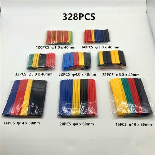 328pcs Set Polyolefin Shrinking Assorted heat shrinkable tubing Heat Shrink Tube Wire Cable Insulated Sleeving Tubing Set