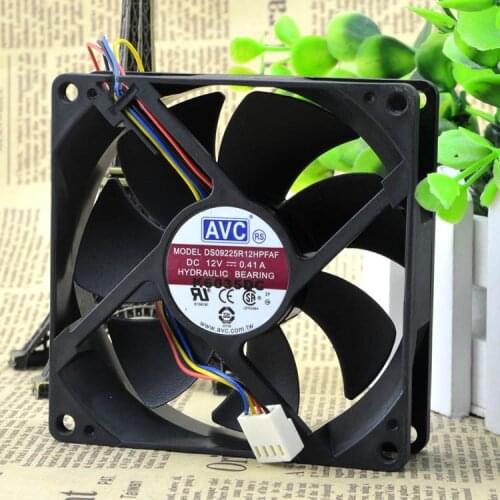 Free Shipping AVC 12v DC 0.41a 9cm 90*90*25mm 9*9cm 4-pin Fan DS09225R12HPFAF
