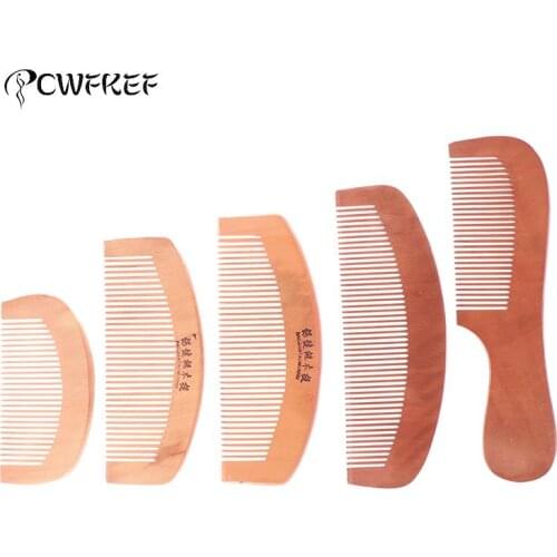 5 sizes Natural Peach Wood Comb Close Teeth Anti-static Head Massage Beard Hair Care Wooden Tools Beauty Accessories 1 Pcs