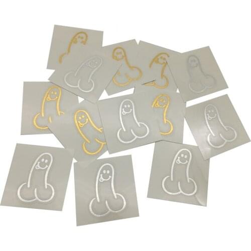 5Pcs Gold Willy Penis Temporary Tattoo Stickers Bachelorette Party Decoration Wedding Bridal Shower Bridesmaid Hen Night Supplie