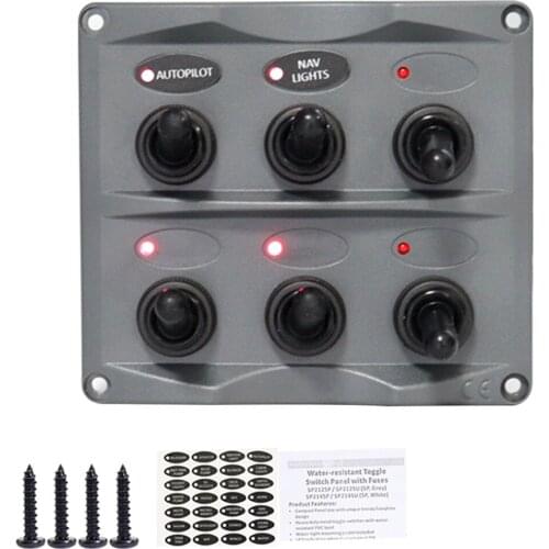 6 Channel Toggle Switch On/Off Panel LED Indicator Light Boat Car Bus Fog Light Autopilot Nav Lamp Control Button