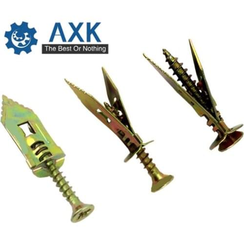 50Pcs/100pcs M12X30 NEW Hammer-In Plasterboard Fixing / Safety Nail-in Anchor With Screw