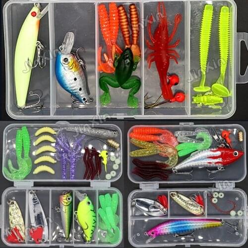 Free Shipping Artificial Soft Fishing Lure Kit Shad Silicone Worm Baits Set Sequins Hooks Strong Flshy Smell YU089