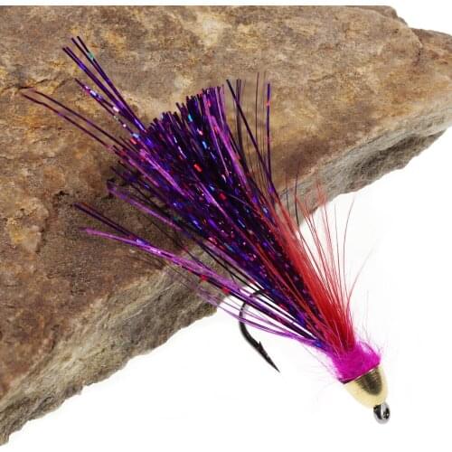 Bimoo 4PCS #2 Cone Head Magnet Purple Streamer Fly Trout Fishing Bait