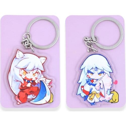 Inuyasha Key Chians Chibi Cartoon Keyrings Double Sided Cute Anime Acrylic Keychain Accessories PCB4T5A