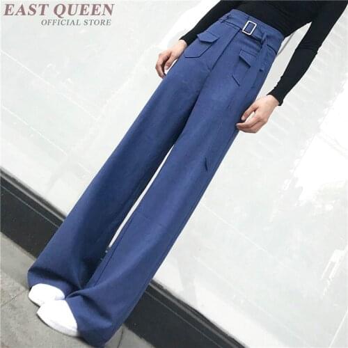 Wide leg pants summer spring clothing women Full Length Solid color male trousers bodycon pocket casual high waist AA3706 Y a