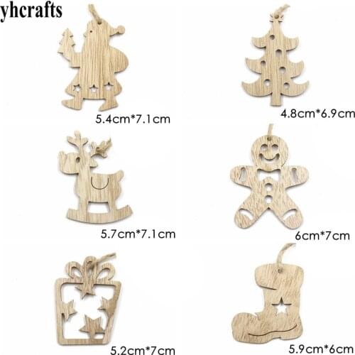 4-6PCS/LOT.Retro stocking Gingerbread santa wood hanger Xmas tag Creative pendant Kindergarten decoration Home ornaments Garden
