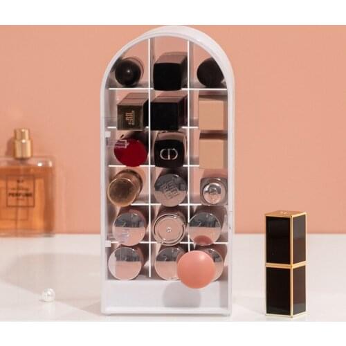 18 Grid Lipstick Holder Makeup Organizer Cosmetic Storage Box Lip Gloss Display Stand Transparent Plastic Box with Lid Dustproof