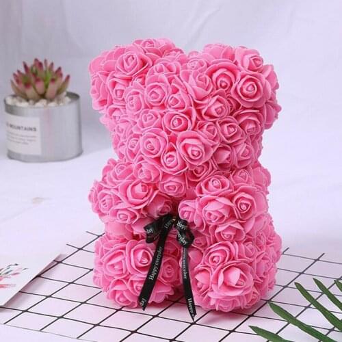 DIY Teddy Rose Bear New Years Box Artificial PE Flower Bear Rose ValentineS Day For Girlfriend Women Wife MotherS Day Gifts