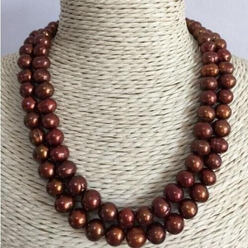 Elegant 10-11mm south sea baroque chocolate pearl necklace 38"14K Gold Clasp KKK
