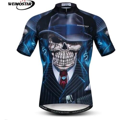 Weimostar Pro Cycling Jersey Shirt Men Summer Skull Bike Jersey Top Outdoor Sports MTB Jersey Bicycle Clothing 3D Cycling Wear