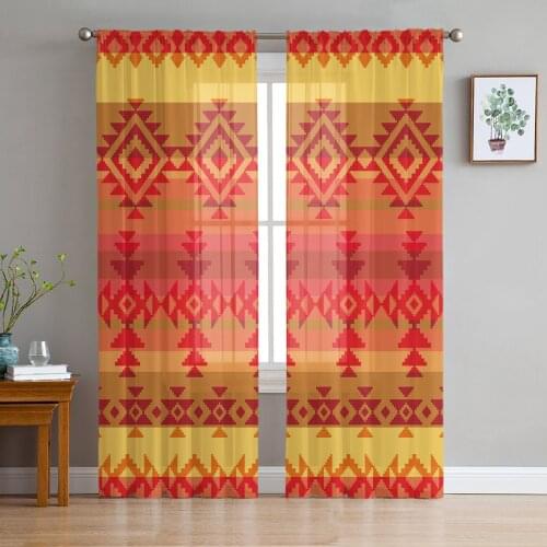 Square Triangle Geometrical Figure Sheer Curtains for Living Room Modern Voile Curtain Bedroom Tulle Curtains Window Drapes