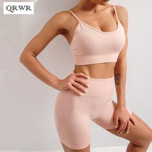 Summer Seamless Sports Set Women 2Pcs Fitness Yoga Set Sports Bra Seamless Tight Sports Shorts Hight Waist Leggings Workout Set
