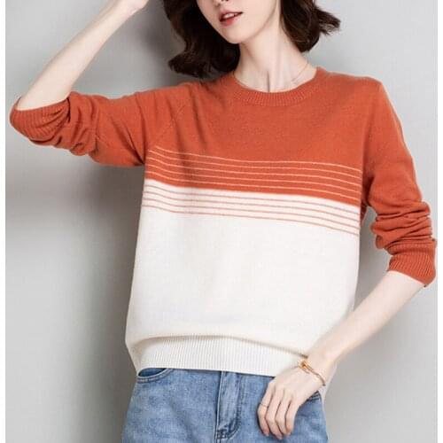 LJSXLS O Neck Striped Knitted Sweater Women Long Sleeve Pullovers Top 2021 Autumn Winter Korean Fashion Clothes Sueters De Mujer