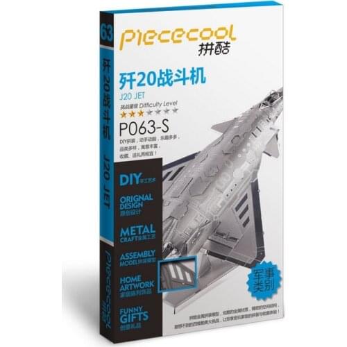 Piececool 3D Metal Puzzle J20 jets plane Model kits DIY Laser Cutting Assemble Jigsaw Toy Desktop decoration GIFT For Adults