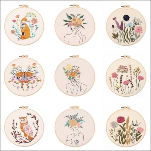 Beauty Lady Embroidery Kit Animals Embroidery Set Easy Plant Embroidery Pattern Gift Cross Stitch Kit English Description