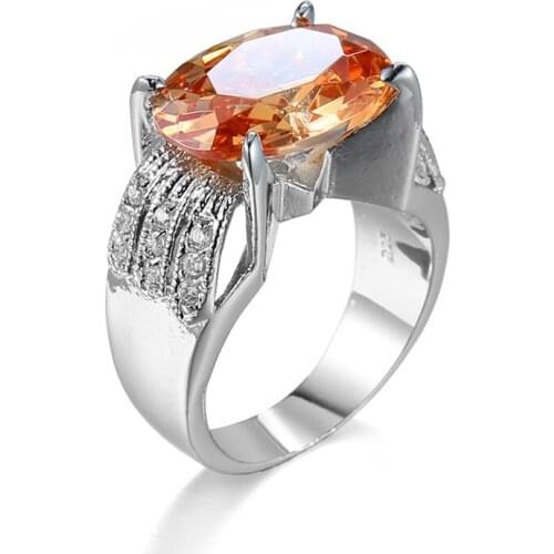 Ociki Cubic Zirconia Silver Color Champagne Crystal Rings Wedding Party for Women Girls Gift Drop Shipping Jewelry Wholesale