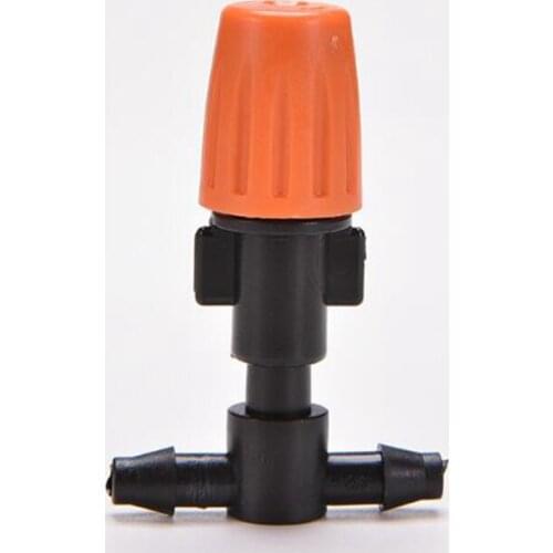 Wholesale 100pcs/set Orange Single Misting Adjustable Nozzle Sprinkler Add 4/7mm Barbed Tee Connector Garden Watering Fittings
