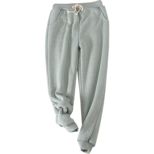 Wholesale Women Winter Plus Size Drawstring Waist Loose Thickened Warm Fleece Harem Pants