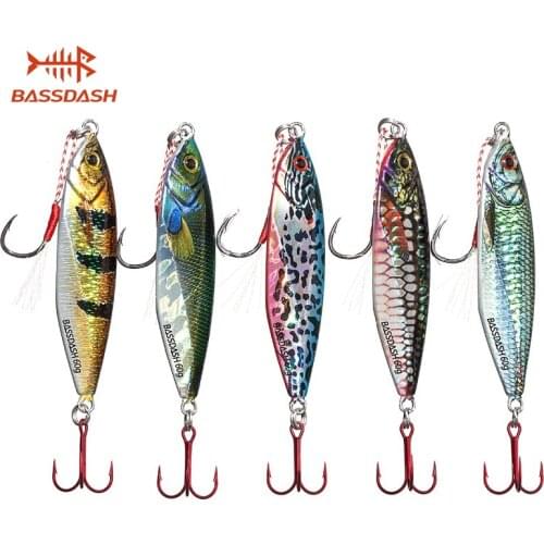 Bassdash Shadow Jigs Lures with VMC Hooks 40/60 Grams, for Saltwater Freshwater Fishing, Pack of 5