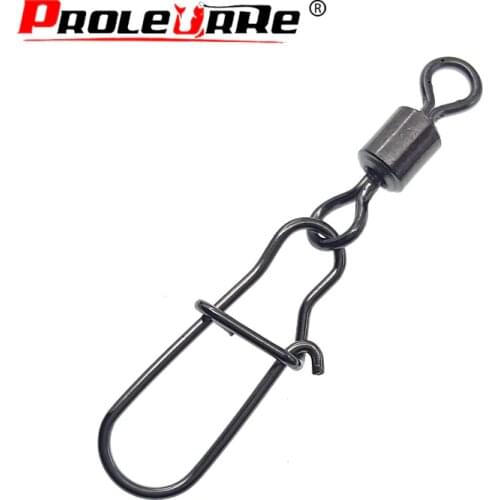 Proleurre 10pcs Fishing Connector Pin high speed Bearing Rolling Swivel Stainless Steel with Snap Fishhook Lure fishing Tackle