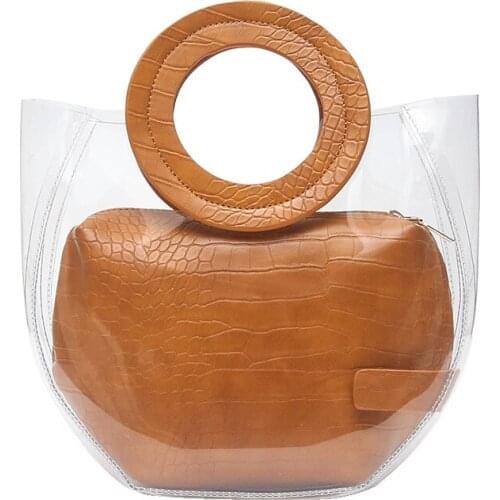 PVC PU Big Bag Summer Clear Handbags And Purses Women Casual Transparent Top-Handle Bag Luxury Designer Jelly Composite Totes