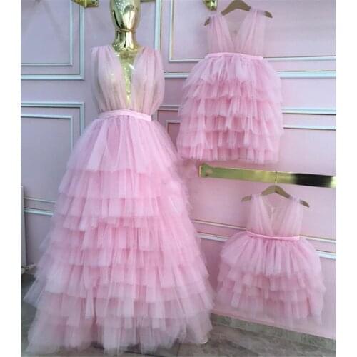 Rose Tulle Princess Puffy Flower Girl Dresses Baby Wedding Party High-Low Kid Brithday Dress First Communion Gown