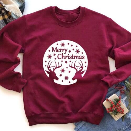 Merry Christmas Reindeer Sweatshirt Aesthetic Winter Long Sleeve Graphic Holiday Pullovers Cute Women Xmas Gift Sweatshirts
