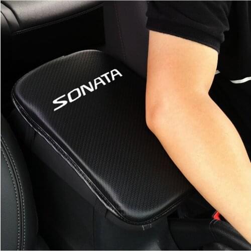 Carbon Fiber Texture Pu Leather Car Armrest Storage Protection Cushion For Hyundai Sonata