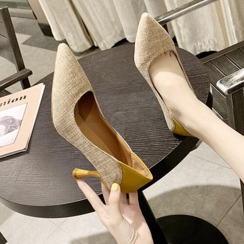 High heels Single Shoes Female Spring Summer Wedding Party shoes Woman Stiletto Heels Women Pumps OL Fashion Spell Color U18-41
