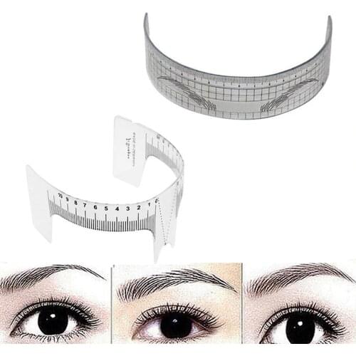 New Plastic Eyebrow Tattoo Stencils Microblading Reusable Makeup Brow Measure Eyebrow Guide Ruler Permanent Tools