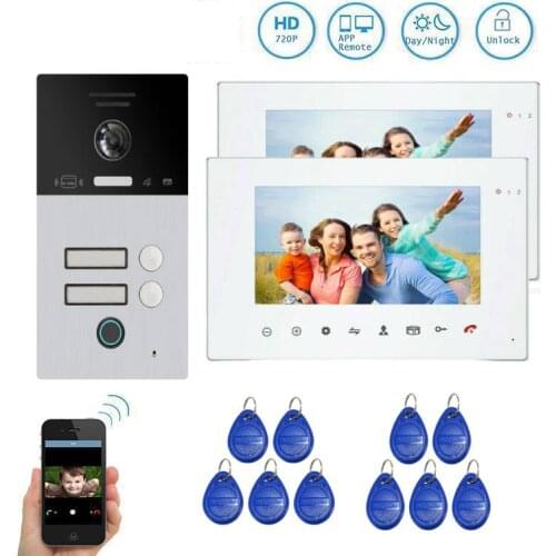 For 1 2 3 Apartment WIFI 720P Video Intercom Door Phone System RFIC Fingerprint Camera Doorbell TUYA App Remote Unlock 7" Screen