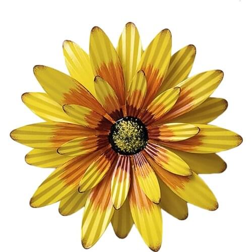 Hanging Sculpture Metal Sunflower Artificial Daisy Floral 32cm In Diameter For Home Garden Yard Gold Chritmas Decoration