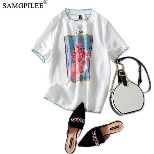 Plus Size Women T-shirty Damskie Women T-shirts 2020 Casual Chiffon Short Sleeve Print Woman Summer Shirt Oversized T Shirt 4XL