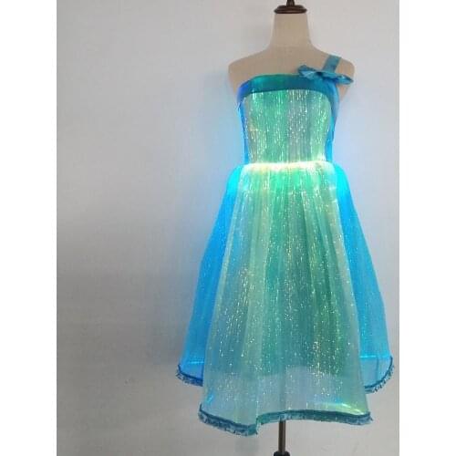 Ladies LED Skirts Female Women Light up Wedding Dress Optic fiber Luminous Stage Performance Dance Costume Cosplay Show Clothing