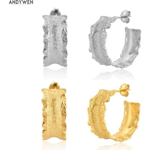 ANDYWEN 925 Sterling Silver 16.5mm Thick Hoops Women Fashion Wedding Luxury Jewels For Women Rock Punk Clips Pendiente Piercing