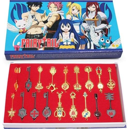 18pcs/set Fairy Tail Keychain Lucy Key chain Scale Free Pink Tattoo Heartfilia sign of the zodiac gold Key