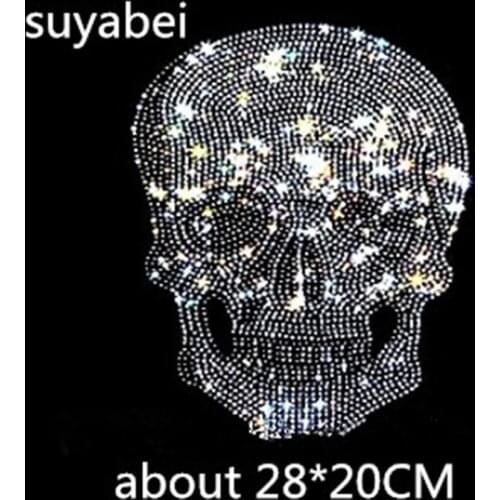 2pc/lot Big skull sticker transfers design iron on transfer patches hot fix rhinestone transfer motifs fixing rhinestones