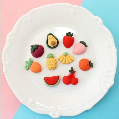 20pcs Kawaii Resin Headwear Fruits Flatback Cabochon Embellishments Craft Scrapbooking Parts Diy Cute Hair Accessories