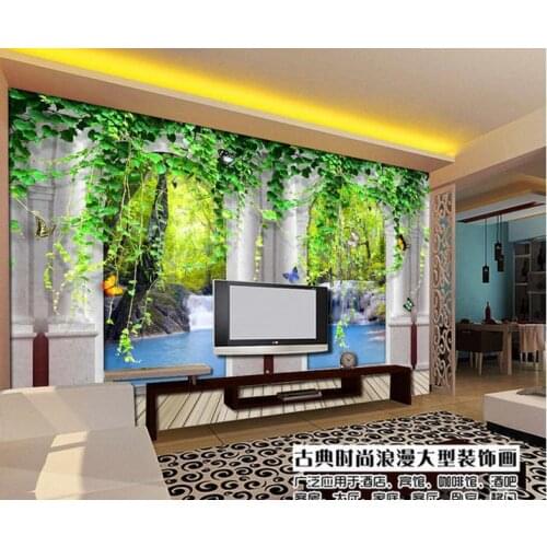 3d wallpaper custom 3 d space landscape hd Roman column wall painting in the background wallpaper