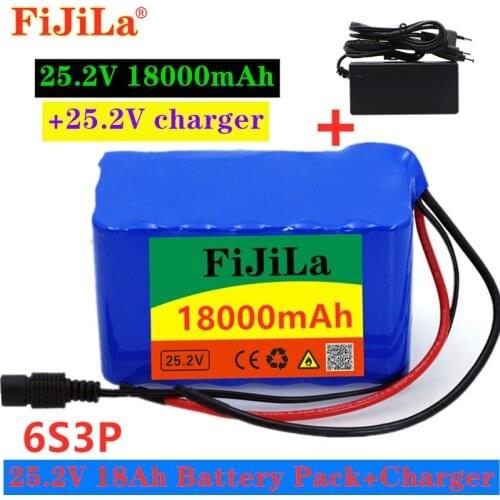 6s3p 24V 18.0Ah 18650 Battery Lithium Battery 25.2V 18000mAh Electric Bicycle Moped /Electric/Li ion Battery Pack with charger