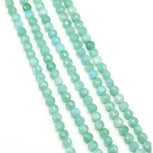Natural Semi-Precious Stones Beaded 6mm Oblate Amazonite Faceted Beads for Charm Jewelry Making DIY Trendy Bracelet Unisex Gift