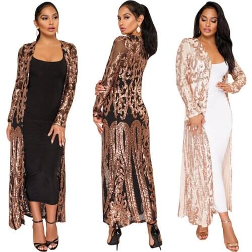 Long Sexy Sequined See-through Dress Summer Fashion Maxi Plus Size Champagne Party Dress Mesh Beach Print Appliques Boho Dress
