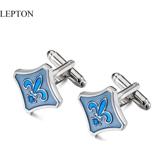 Hot Fleur De Lis Cufflinks for Mens Blue Fleur-De-Lis Cufflink /Fathers Day/Lover/Friends/Wedding/Anniversaries/Birthdays Gift